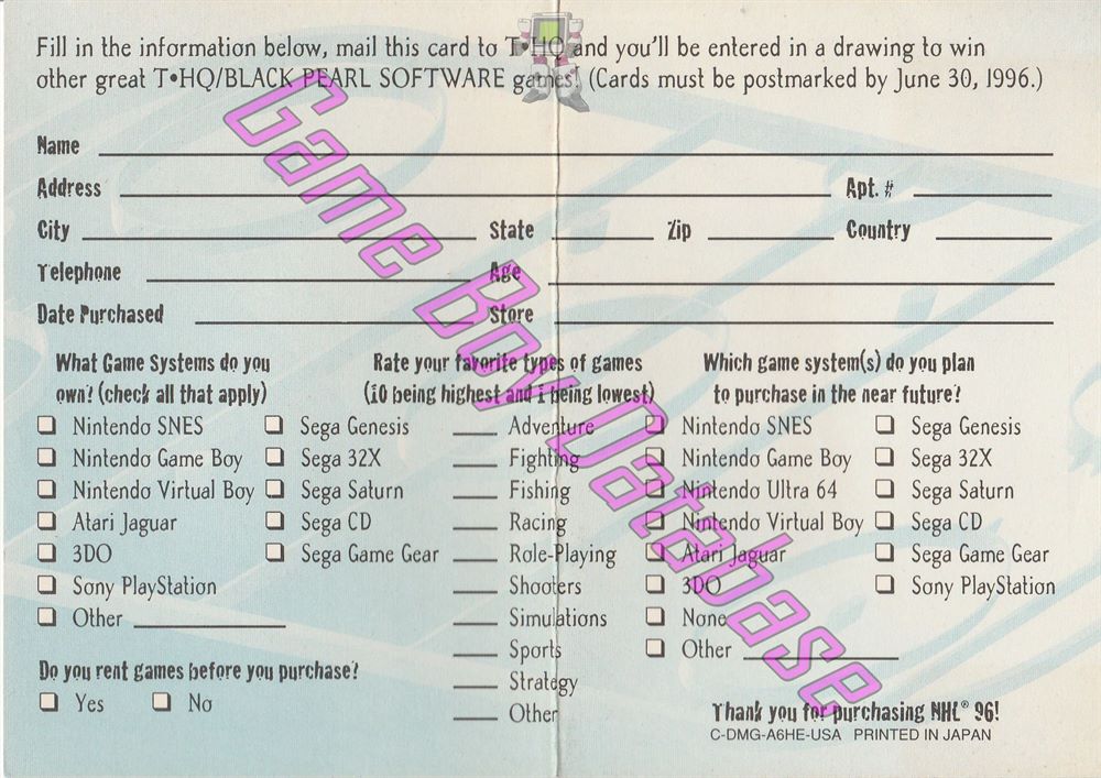 NHL 96 USA Other documents