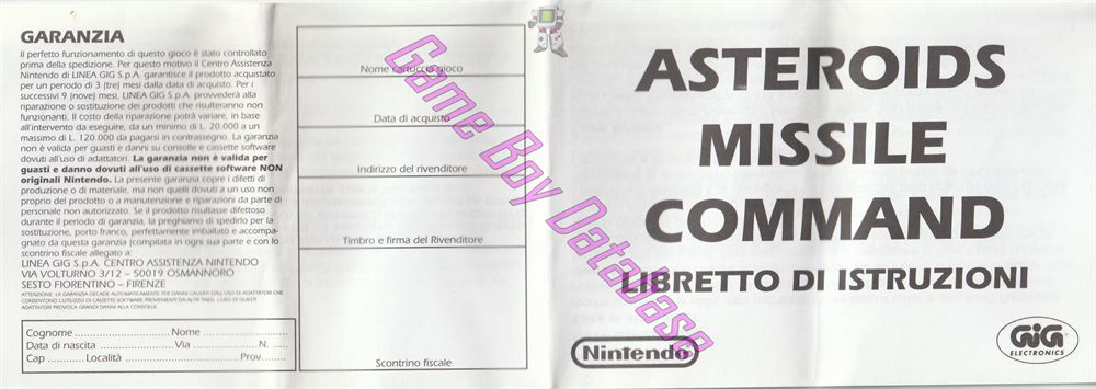 Arcade Classic no.1 Asteroids - Missile Command GPS Other documents