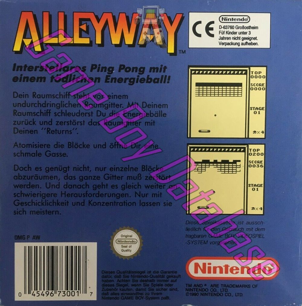 Alleyway FRG-1 Back of the box