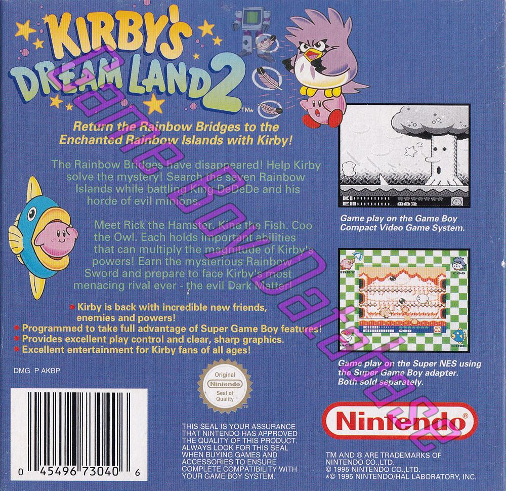 Kirby's Dream Land 2 AUS Back of the box