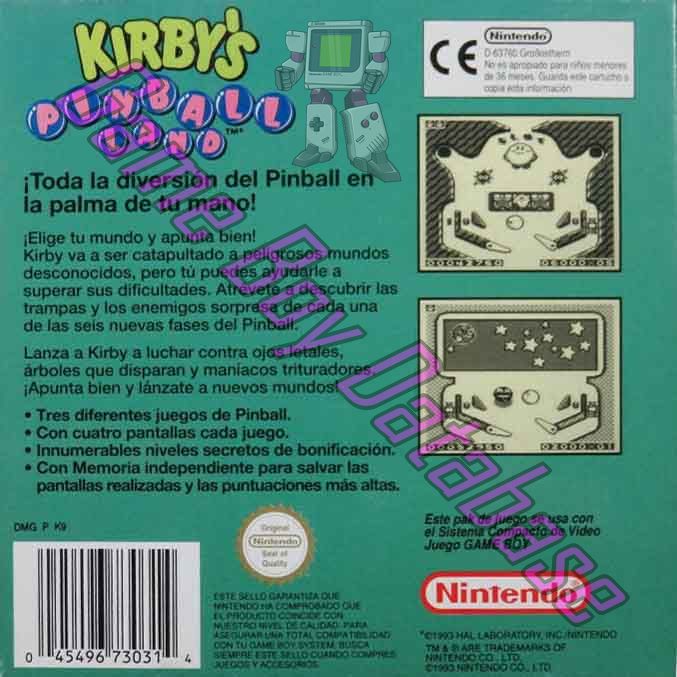 Kirby's Pinball Land ESP Back of the box