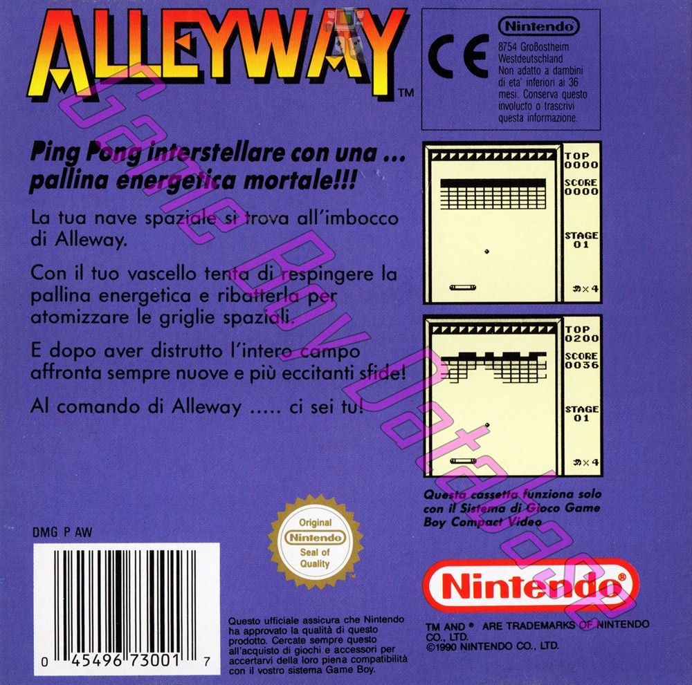 Alleyway ITA Back of the box