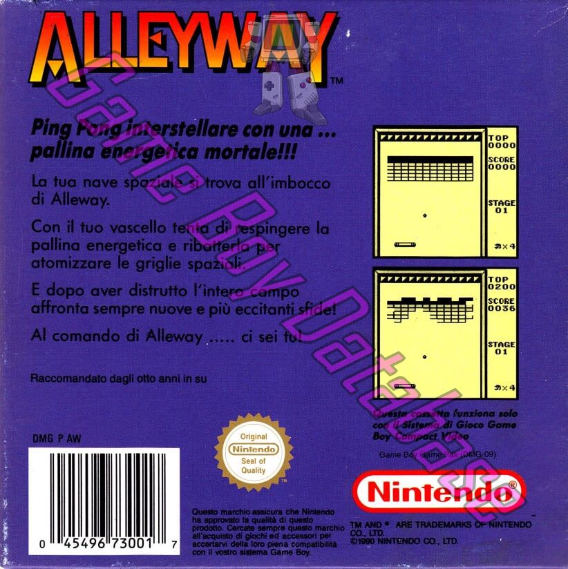 Alleyway ITA-1 Back of the box