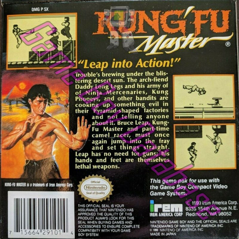 Kung-Fu Master USA Back of the box