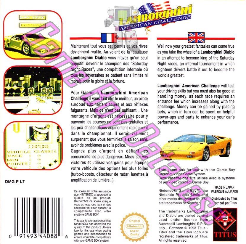 Lamborghini American Challenge FAH Back of the box