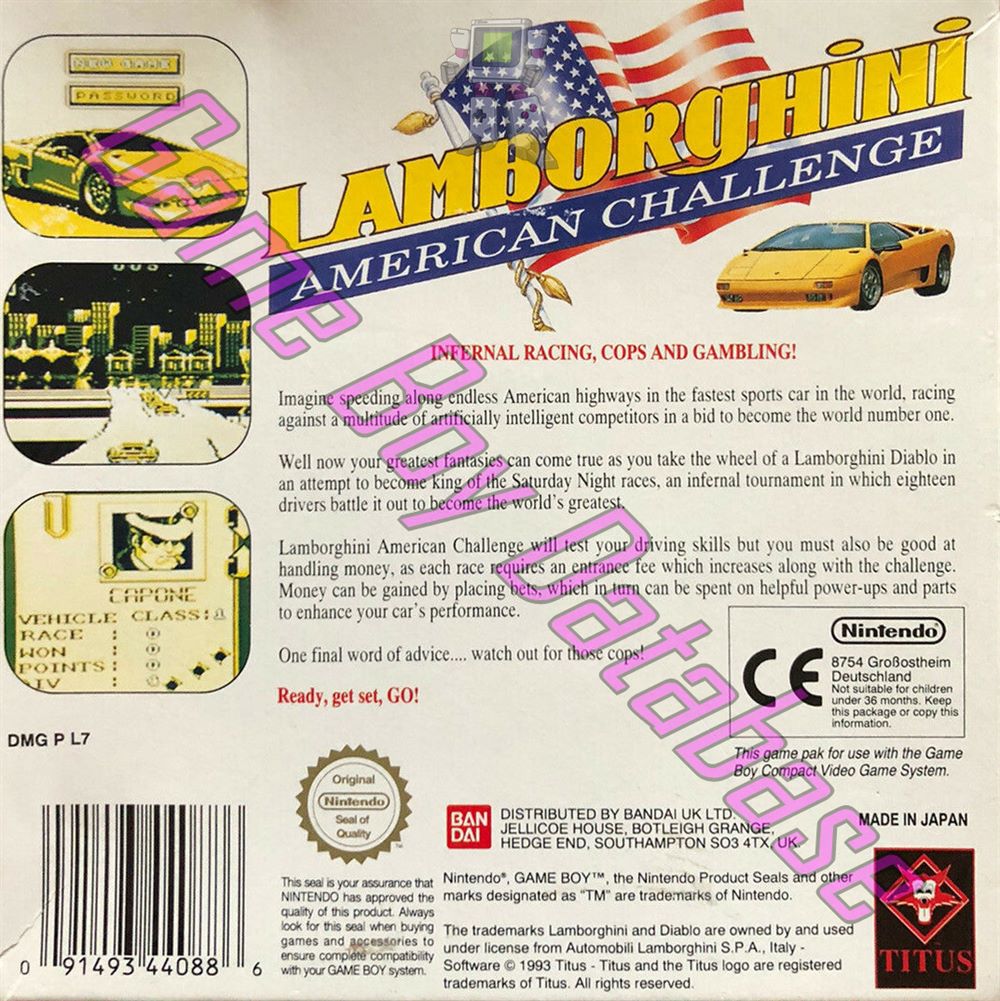 Lamborghini American Challenge UKV Back of the box