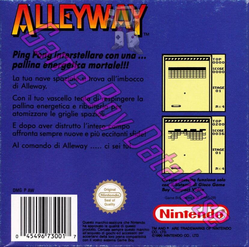 Alleyway ITA-3 Back of the box