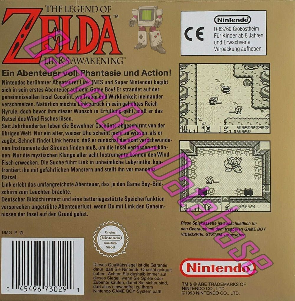 Legend of Zelda Link's Awakening (the) NOE Back of the box