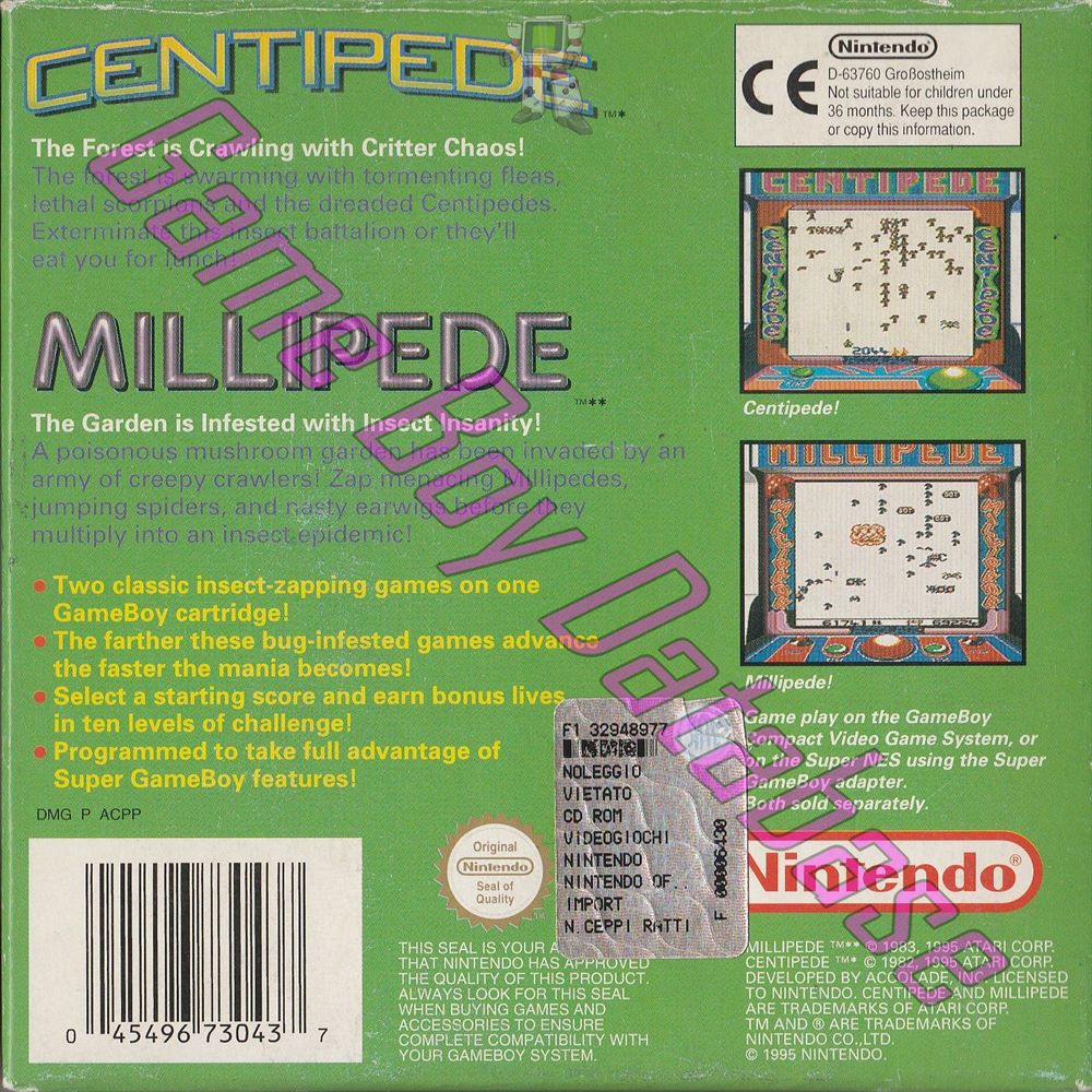 Arcade Classic no.2 Centipede - Millipede GPS Back of the box