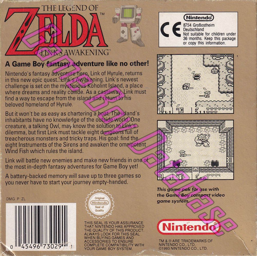 Legend of Zelda Link's Awakening (the) UKV Back of the box