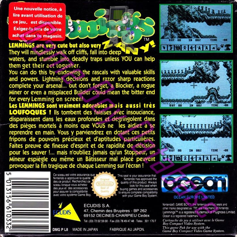 Lemmings FAH Back of the box