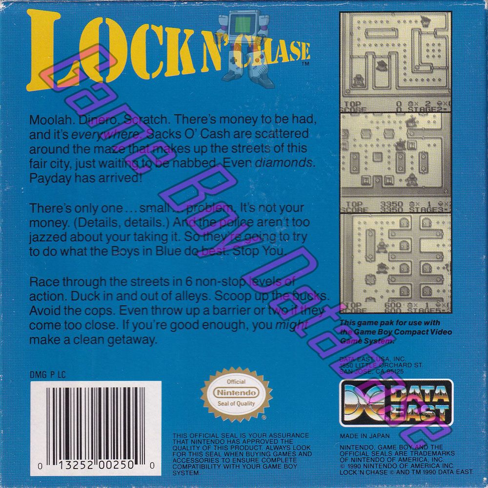 Lock N' Chase USA Back of the box