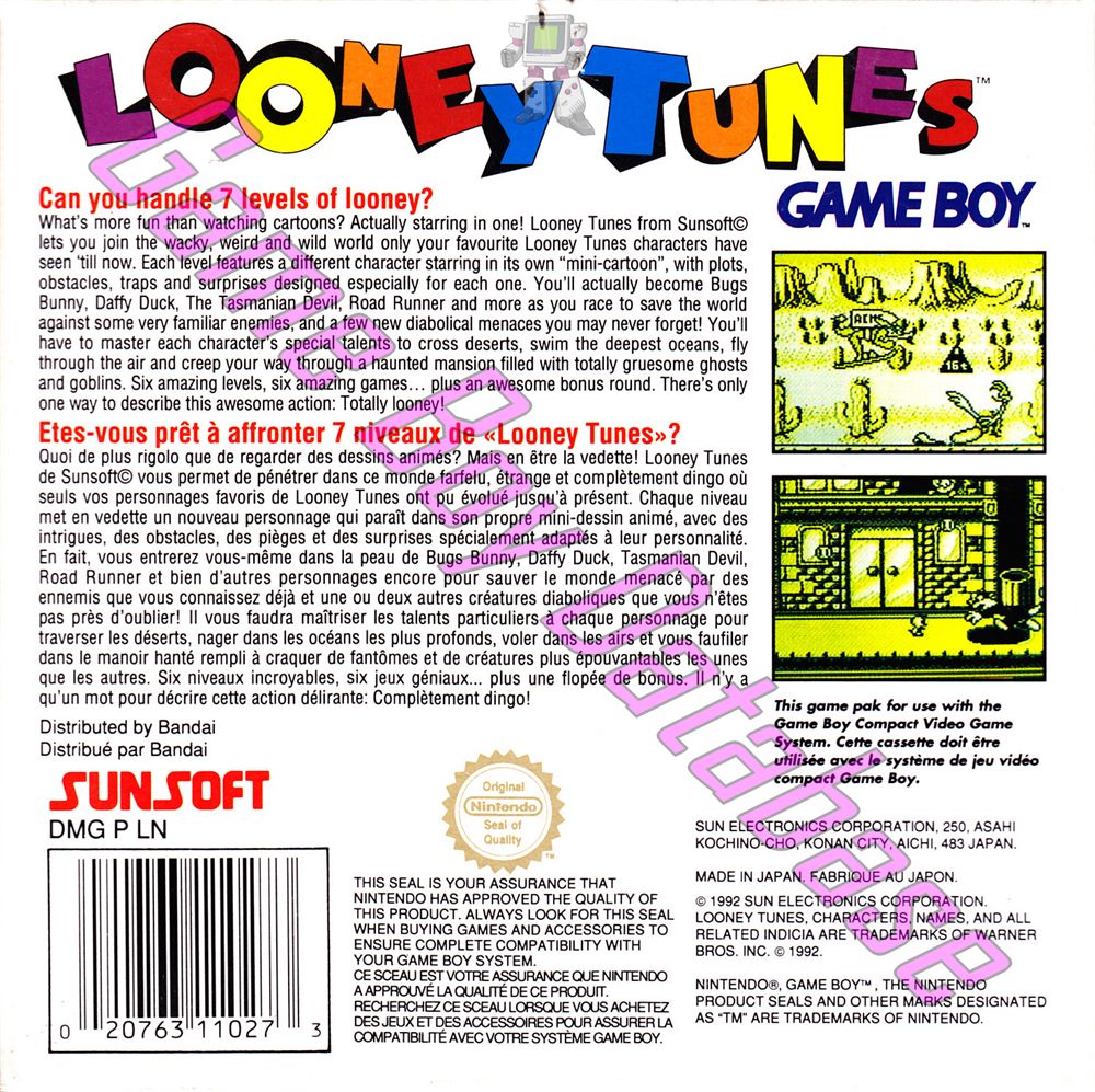 Looney Tunes FAH Back of the box