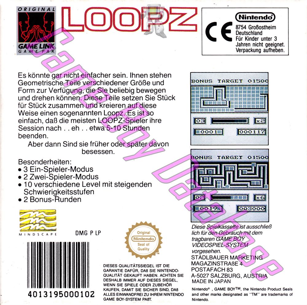 Loopz FRG Back of the box