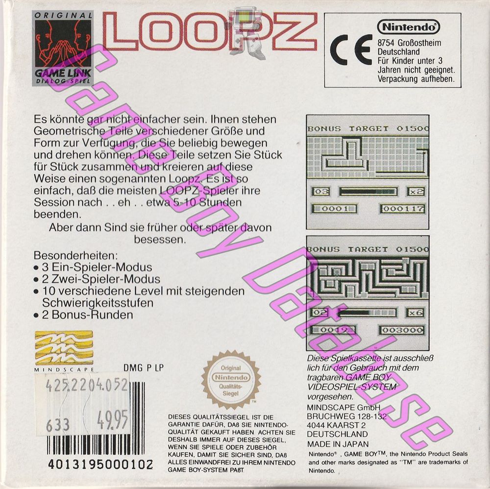 Loopz NOE Back of the box