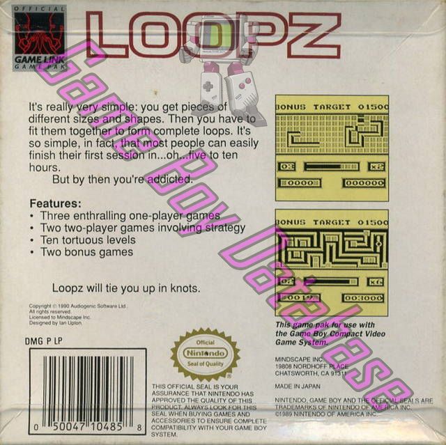 Loopz USA Back of the box