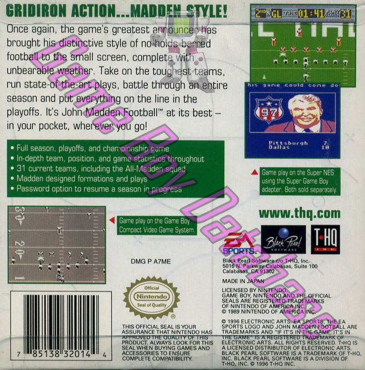 Madden NFL 97 USA Back of the box