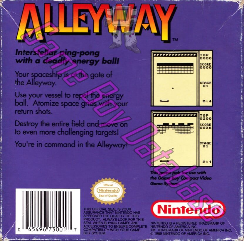 Alleyway USA Back of the box