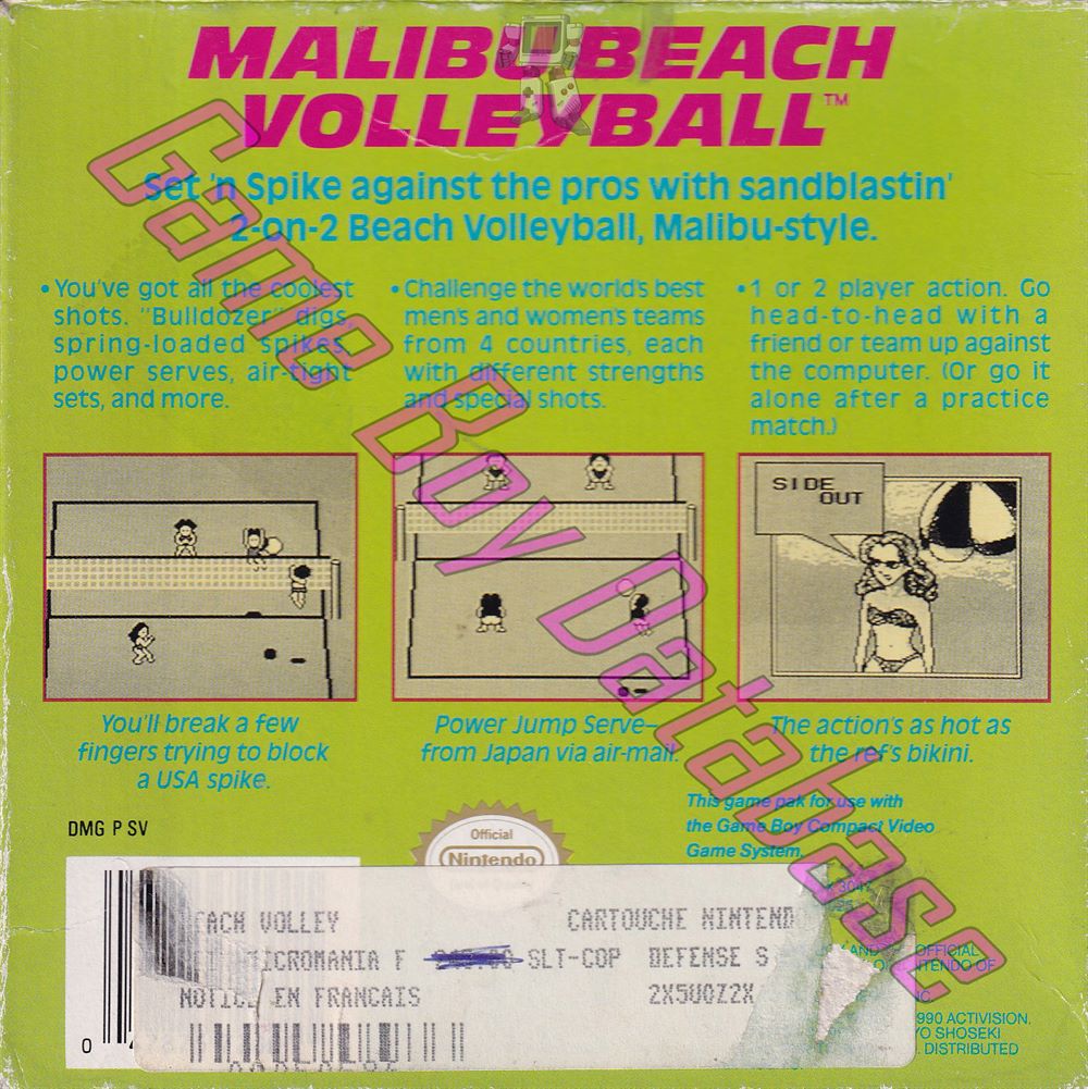 Malibu Beach Volleyball USA Back of the box