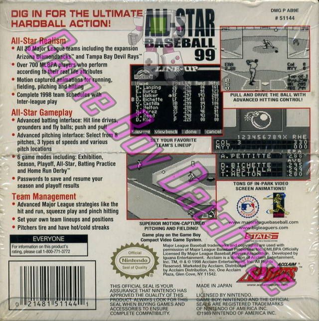 All-Star Baseball 99 USA Back of the box