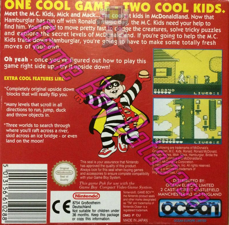 Mc Donaldland UKV Back of the box