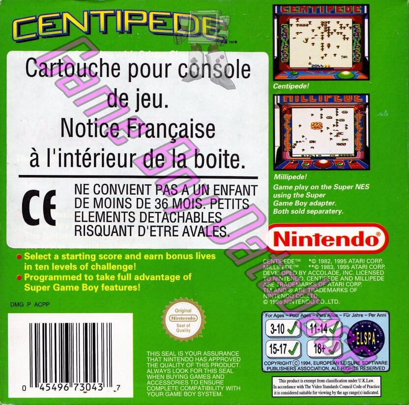 Arcade Classic no.2 Centipede - Millipede UKV Back of the box