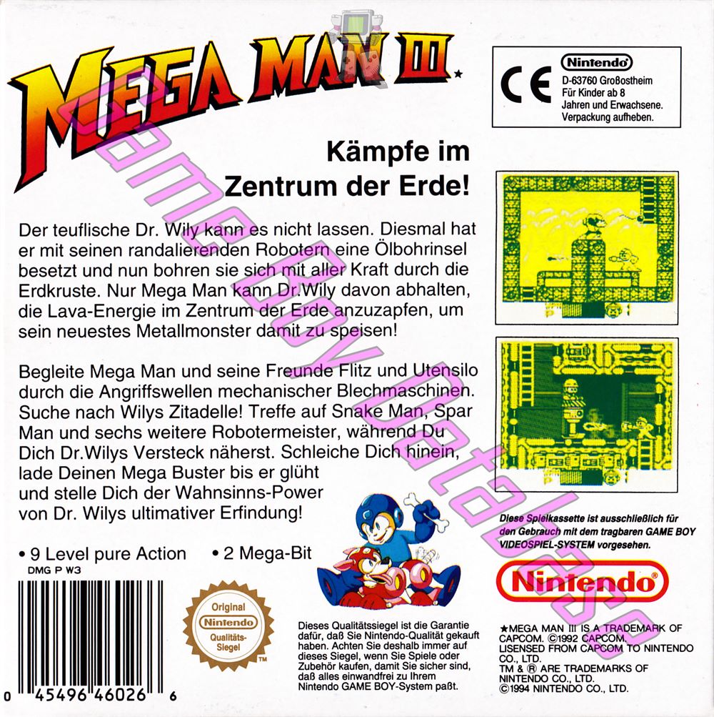 Mega Man III NOE Back of the box