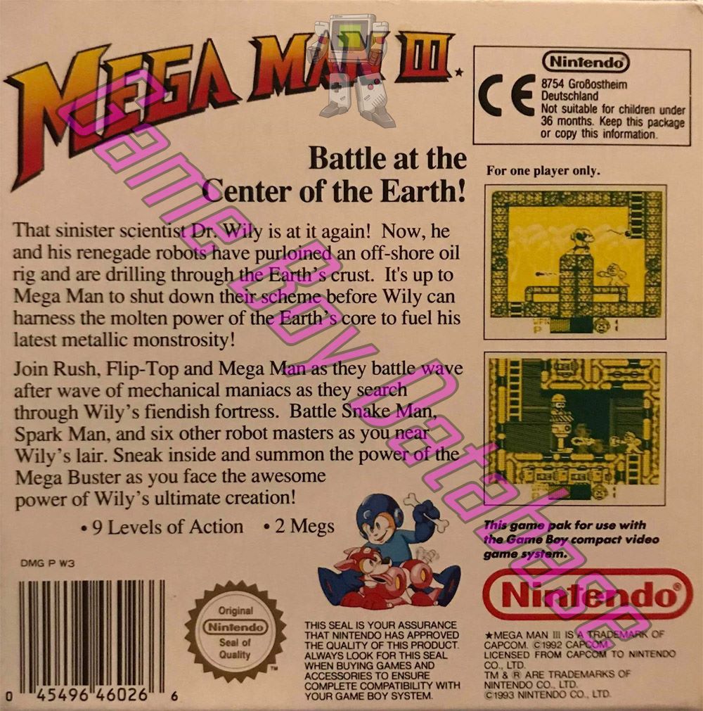 Mega Man III SCN Back of the box