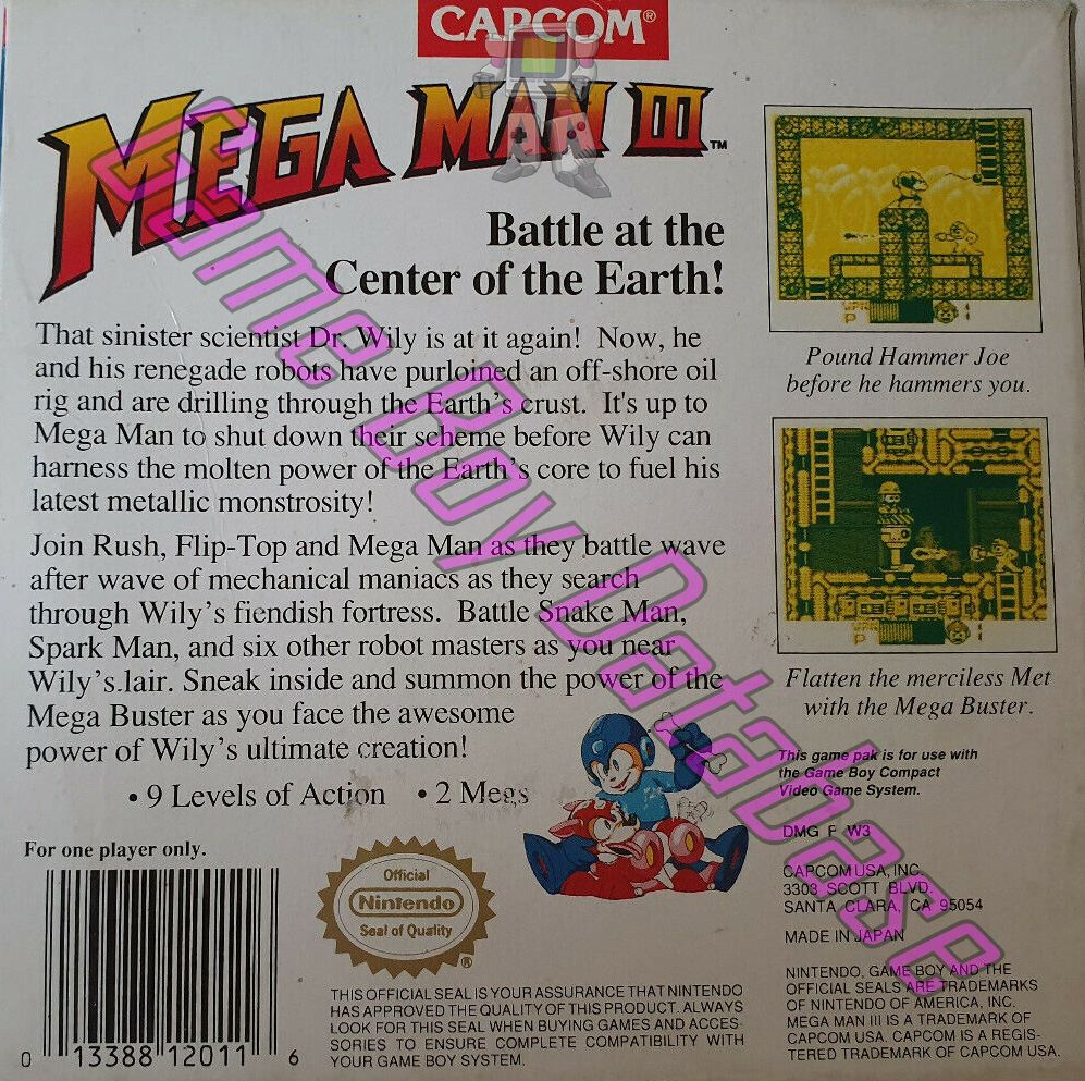 Mega Man III USA Back of the box