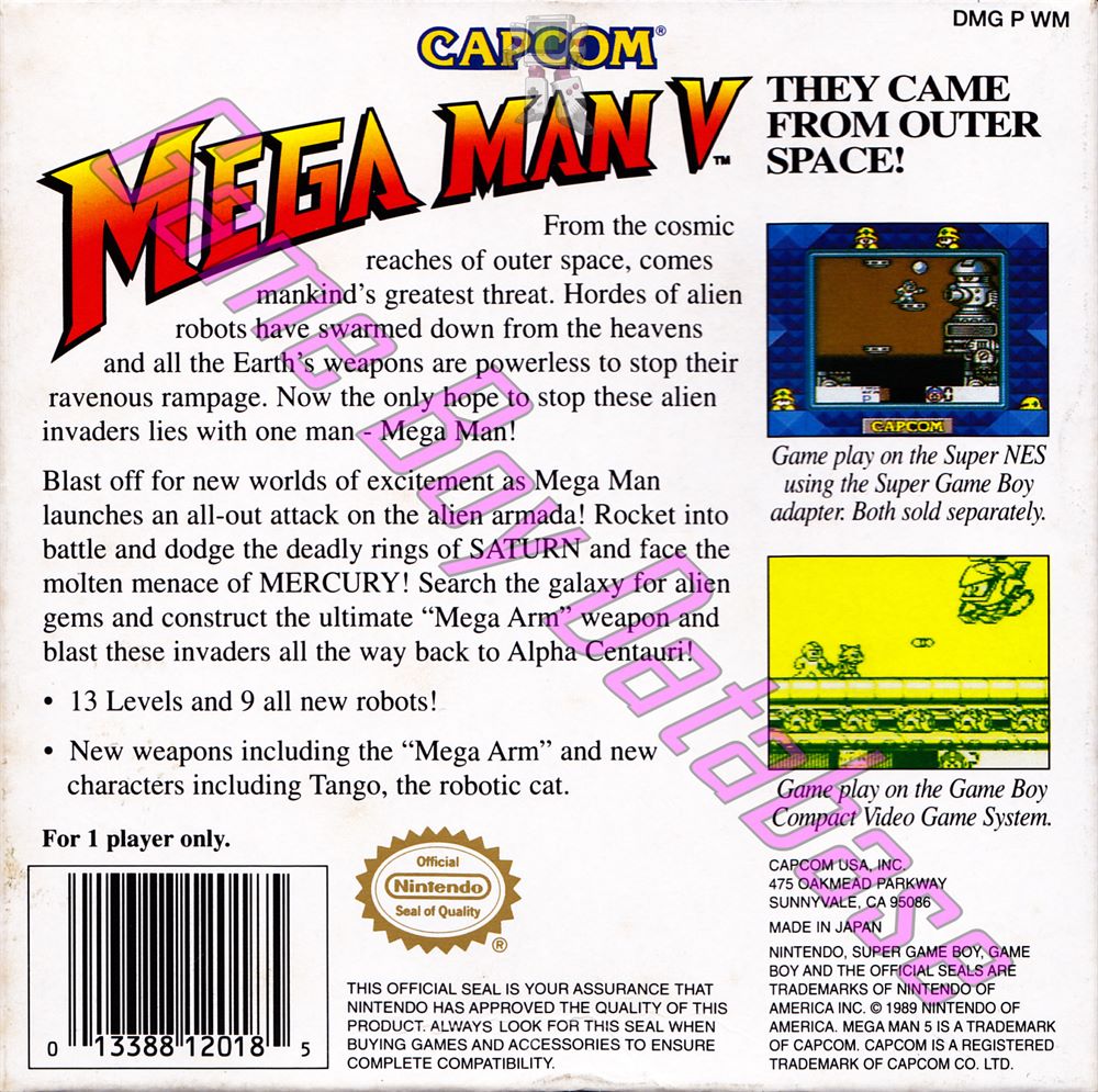 Mega Man V USA Back of the box