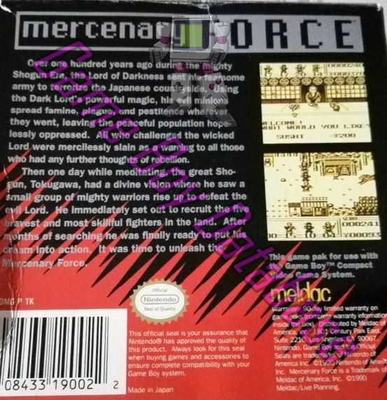 Mercenary Force USA Back of the box