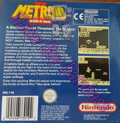 Metroid II Return of Samus SCN Back of the box