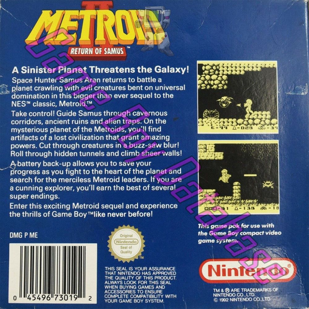 Metroid II Return of Samus USA Back of the box