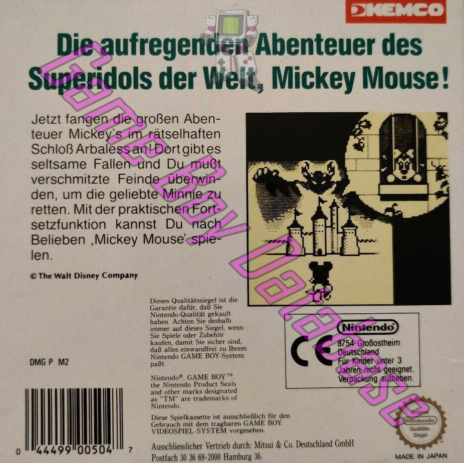 Mickey Mouse NOE Back of the box