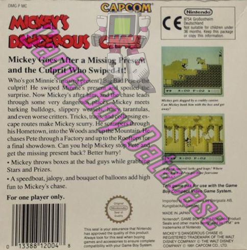 Mickey's Dangerous Chase SCN Back of the box