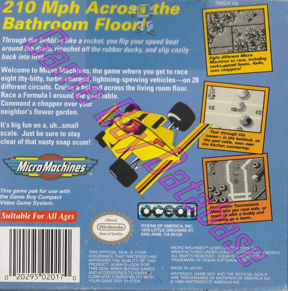 Micro Machines USA Back of the box