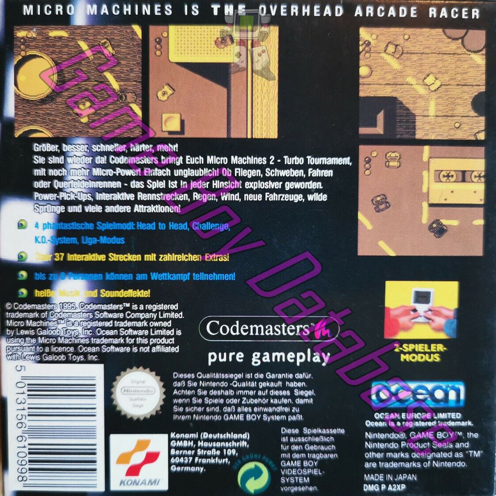 Micro Machines 2: Turbo Tournament NOE Back of the box