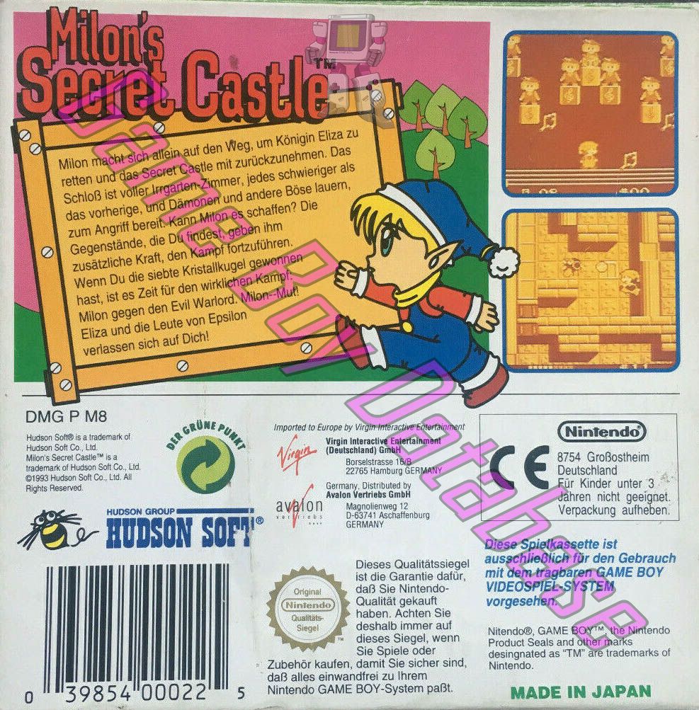 Milon's Secret Castle NOE Back of the box