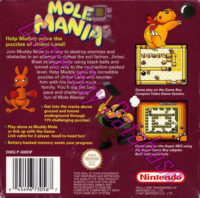 Mole Mania AUS Back of the box