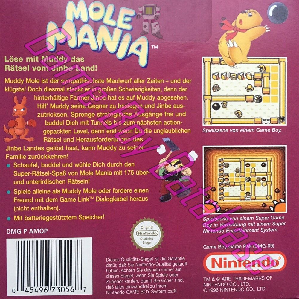 Mole Mania NNOE Back of the box