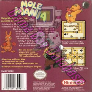 Mole Mania USA Back of the box