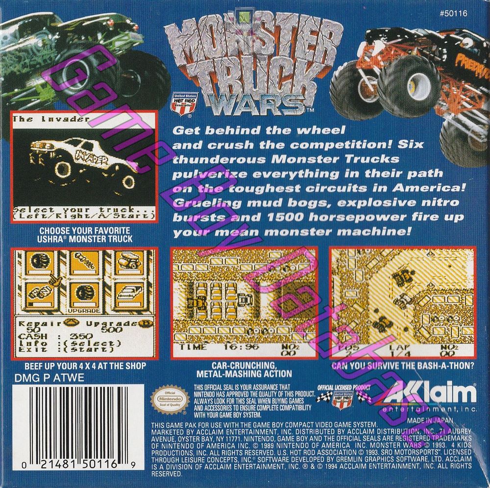 Monster Truck wars USA Back of the box