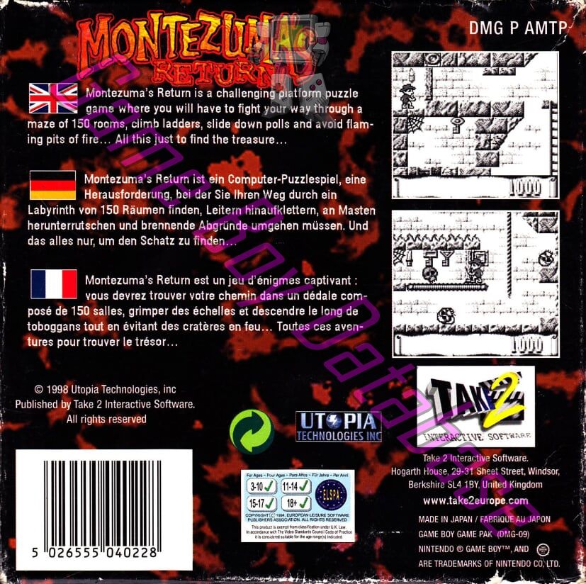 Montezuma's Return ! EUR Back of the box