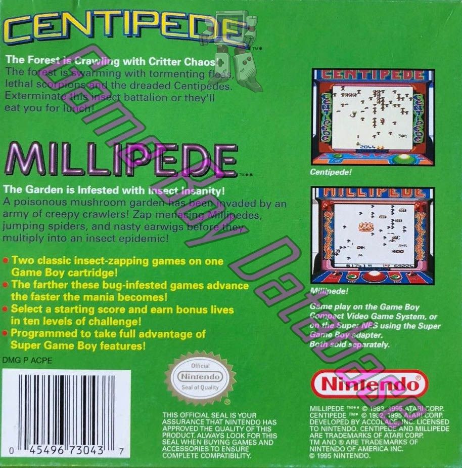 Arcade Classic no.2 Centipede - Millipede USA Back of the box