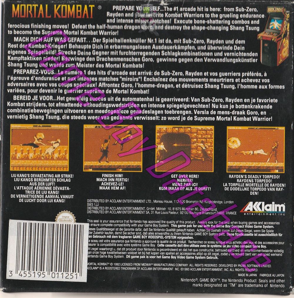 Mortal Kombat FAH-1 Back of the box