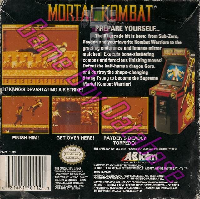 Mortal Kombat USA Back of the box