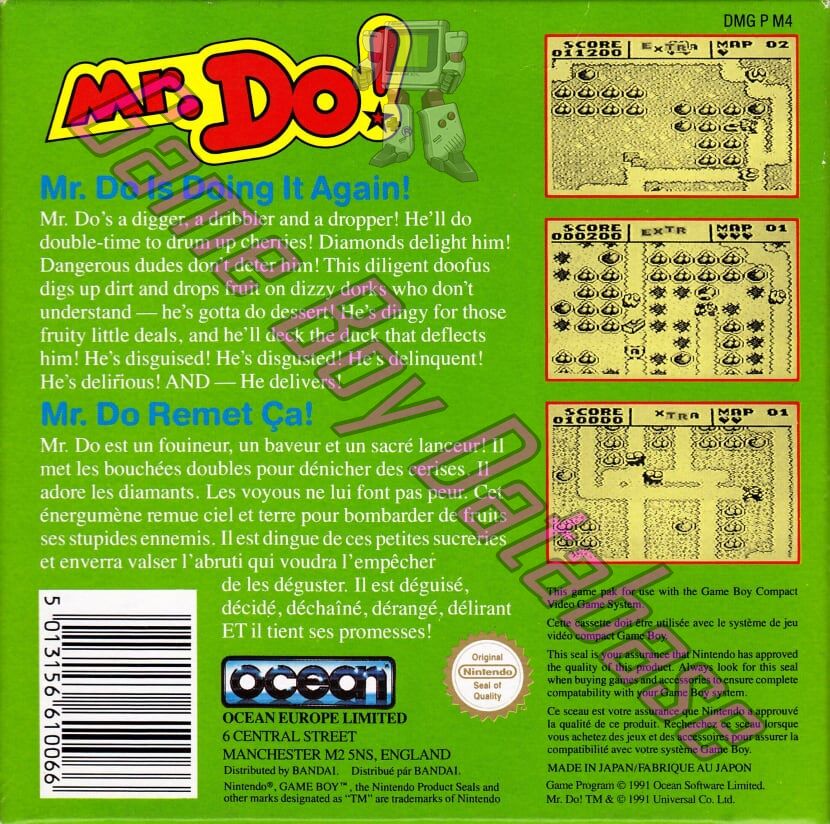 Mr. Do! FAH Back of the box