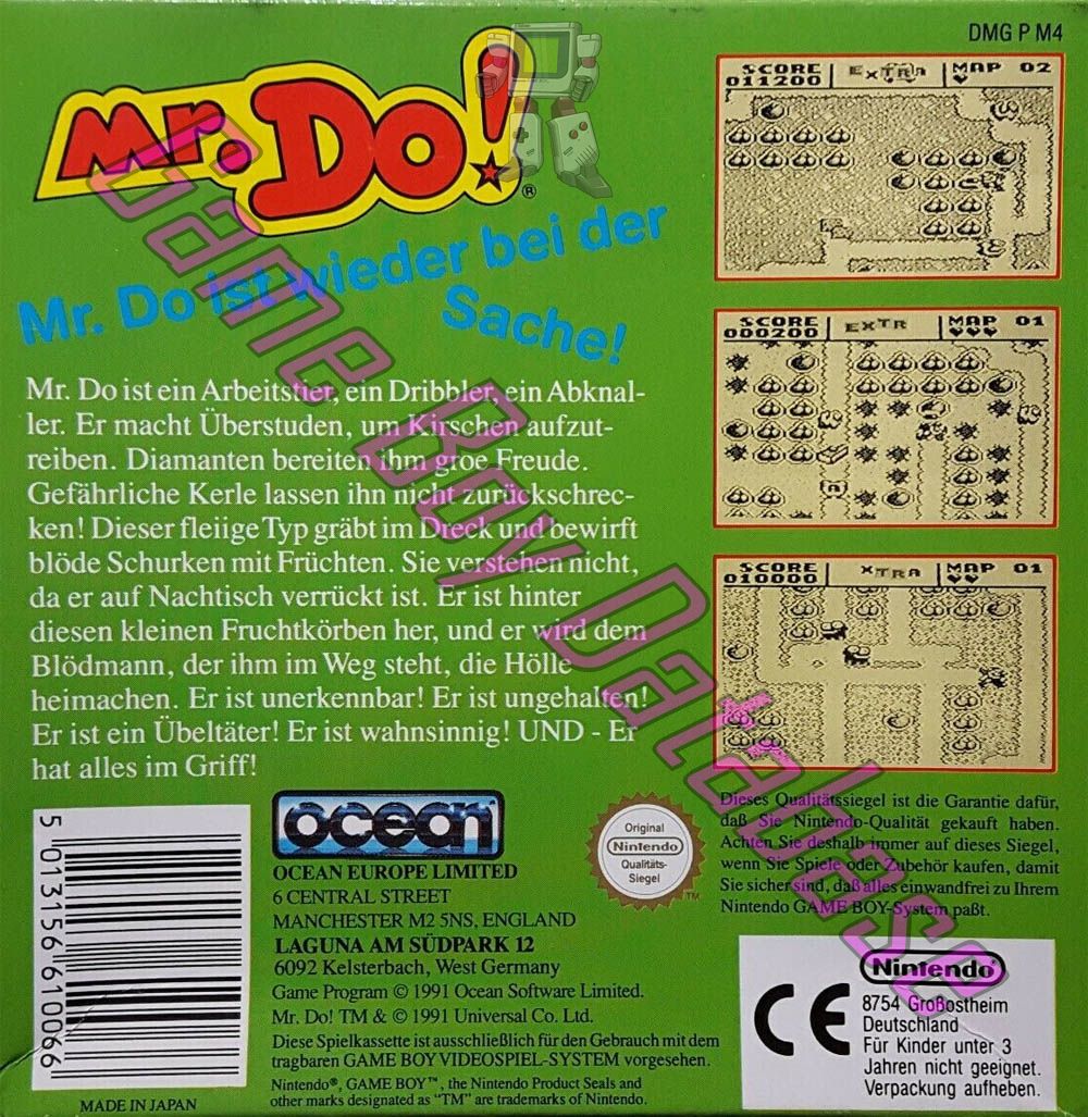 Mr. Do! NOE Back of the box