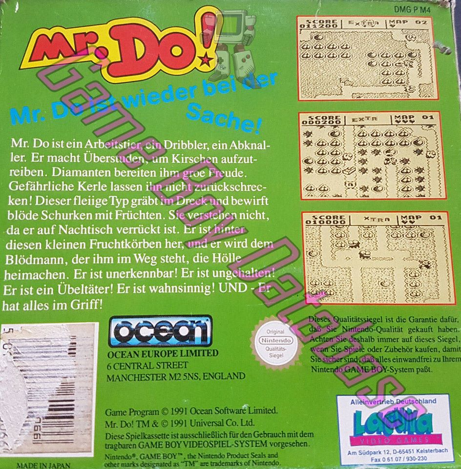 Mr. Do! NOE-1 Back of the box