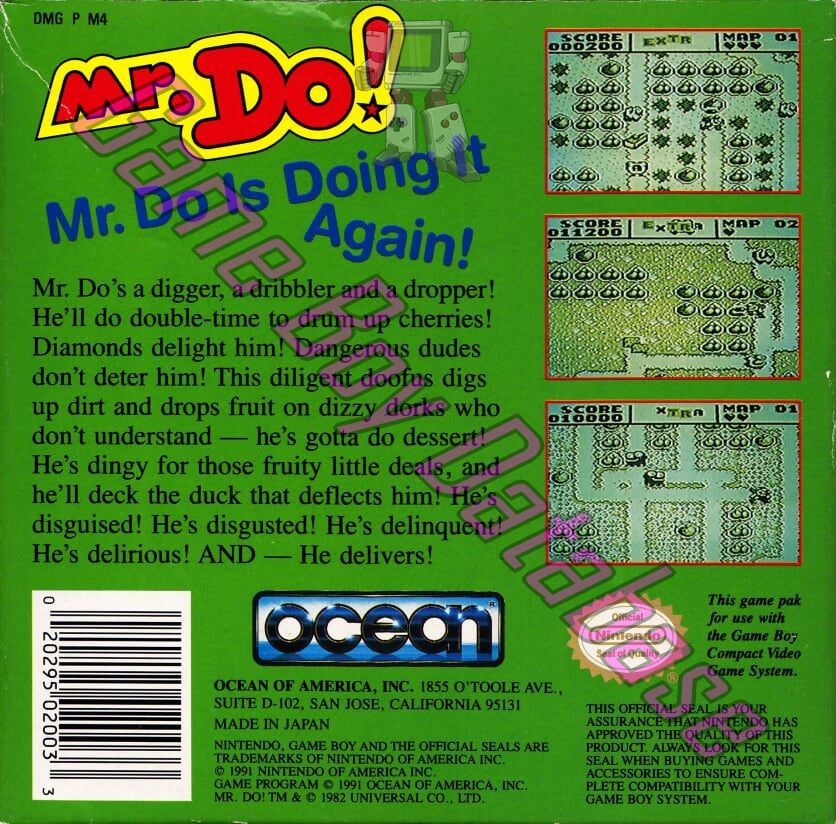 Mr. Do! USA Back of the box